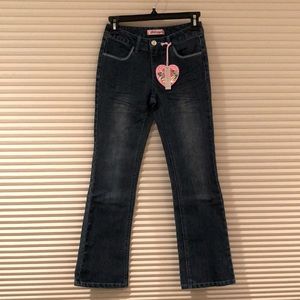 🆕Girls💝Denim Jean! flared leg! 4 pockets with embellishment! NWT! Blue! M/10
